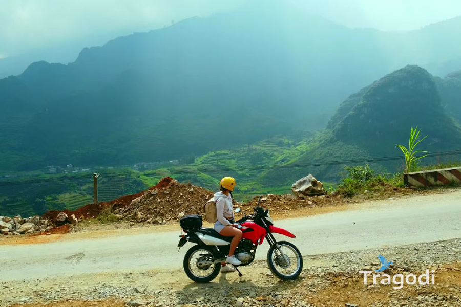Riding a motorbike in Ha Giang